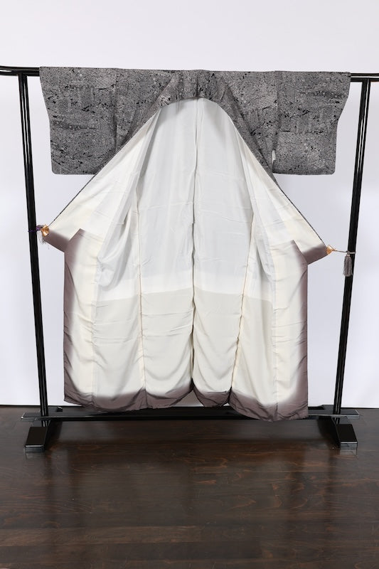 Japanese kimono used <Komon> M-size  silk 100% /B762