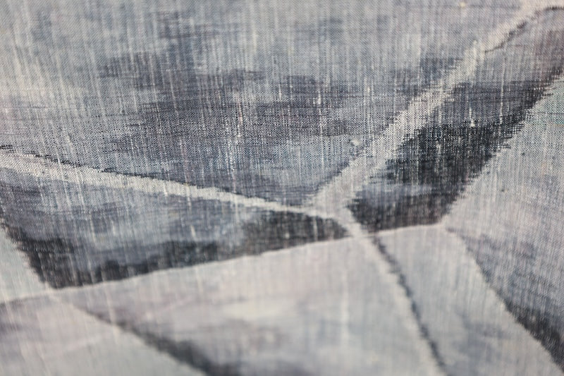 Ojiya Tsumugi silk fabric , brand new, shades of gray, abstract pattern, R282
