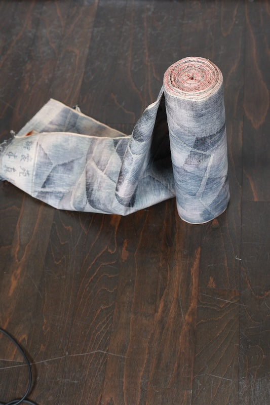 Ojiya Tsumugi silk fabric , brand new, shades of gray, abstract pattern, R282