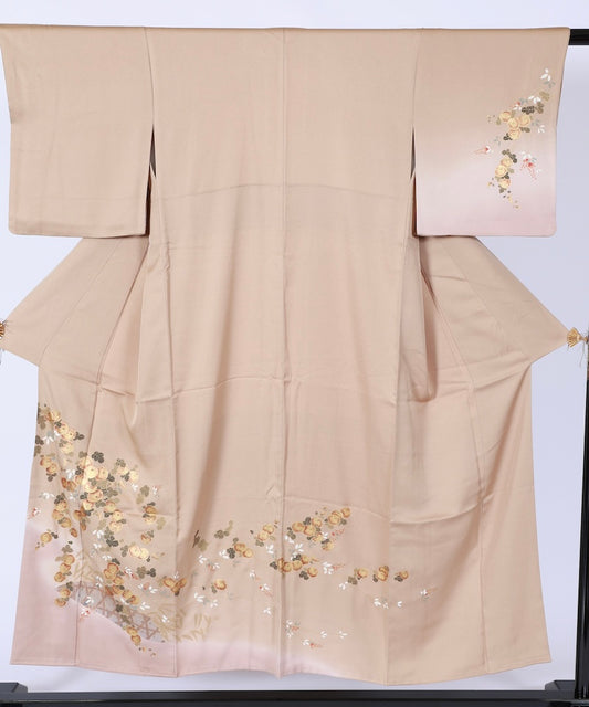 Japanese kimono used <houmongi> Msize  silk 100% /T523