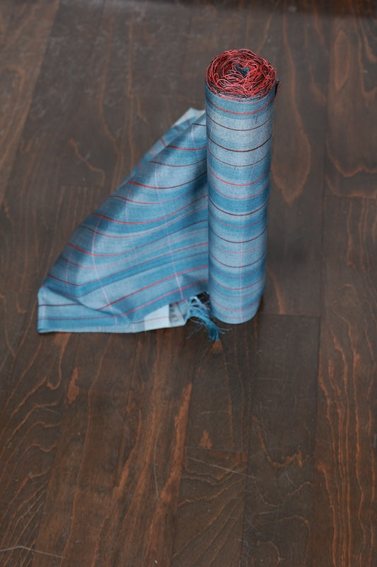 Tsumugi silk fabric , brand new, shades of blue, black, reddish-brown, light pink, handwoven, R277