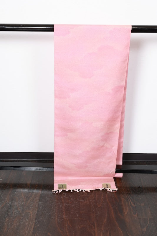 Tsumugi silk fabric, brand new, pink, gradient, cloud pattern, post-dyed, R274