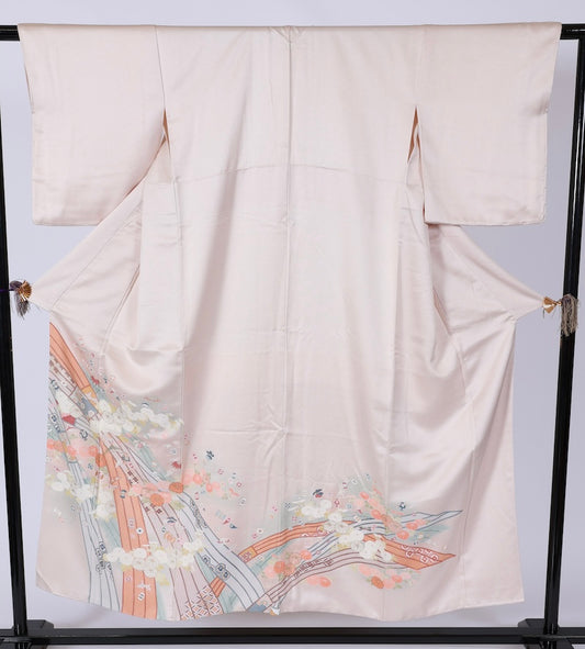 Japanese kimono used <Irotomesode> Msize  silk 100% /T520