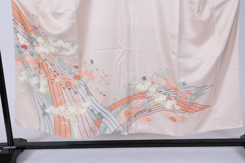 Japanese kimono used <Irotomesode> Msize  silk 100% /T520