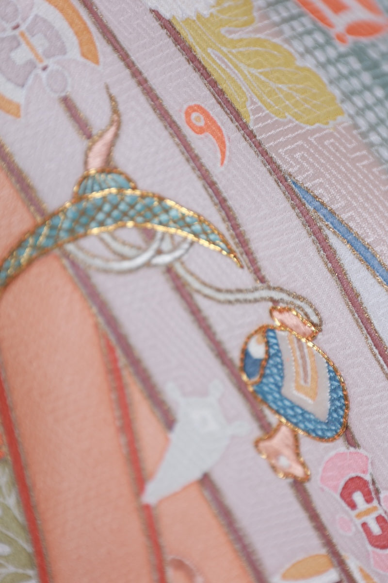 Japanese kimono used <Irotomesode> Msize  silk 100% /T520