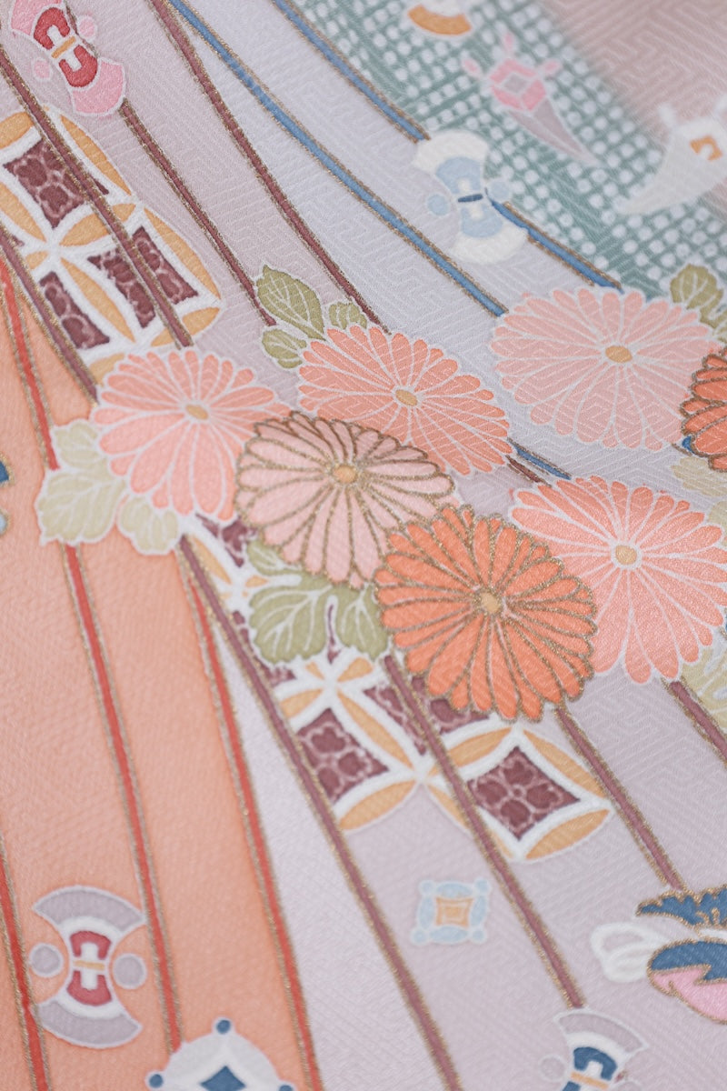 Japanese kimono used <Irotomesode> Msize  silk 100% /T520