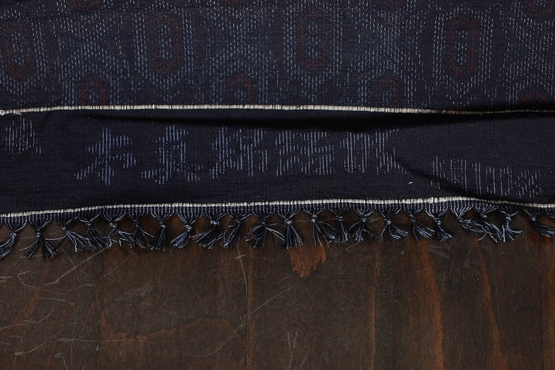 Brand new, indigo and red, geometric pattern, handwoven, R269