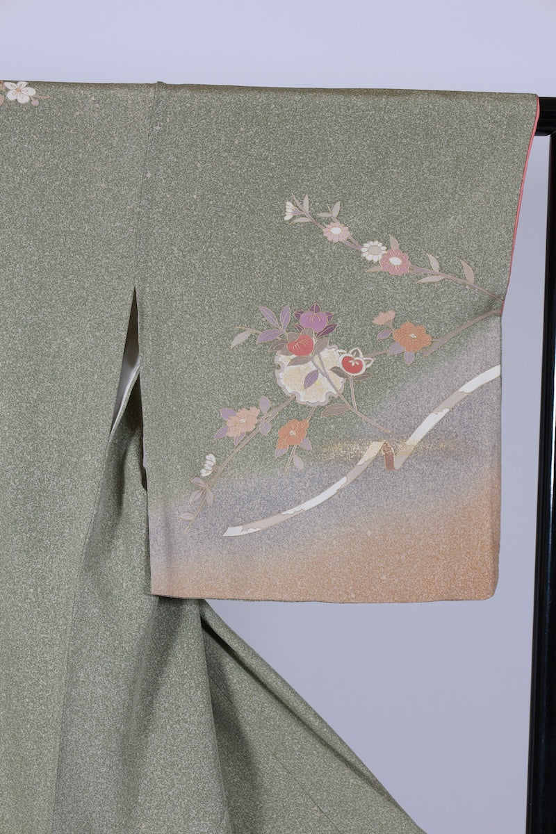 Japanese kimono used <houmongi> Msize  silk 100% /T518