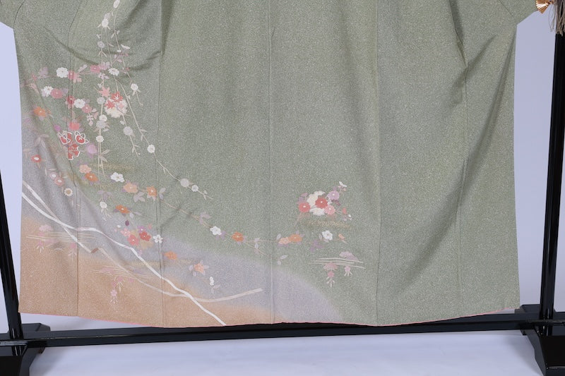 Japanese kimono used <houmongi> Msize  silk 100% /T518