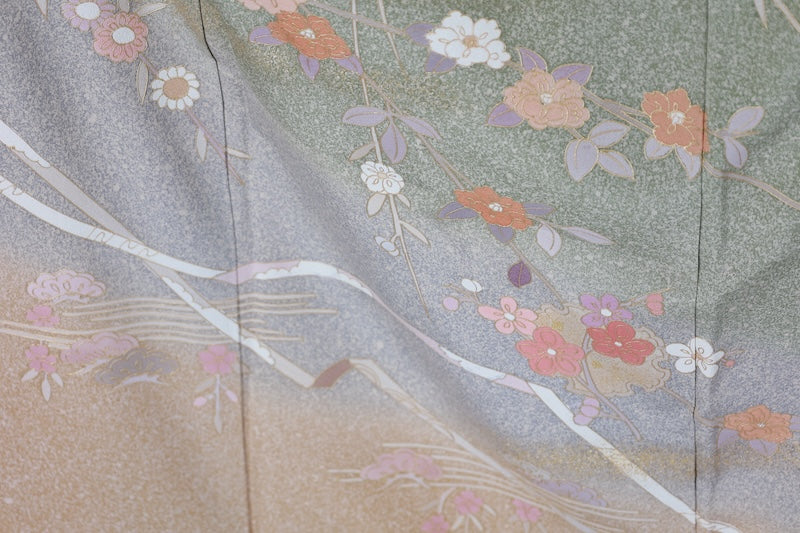 Japanese kimono used <houmongi> Msize  silk 100% /T518