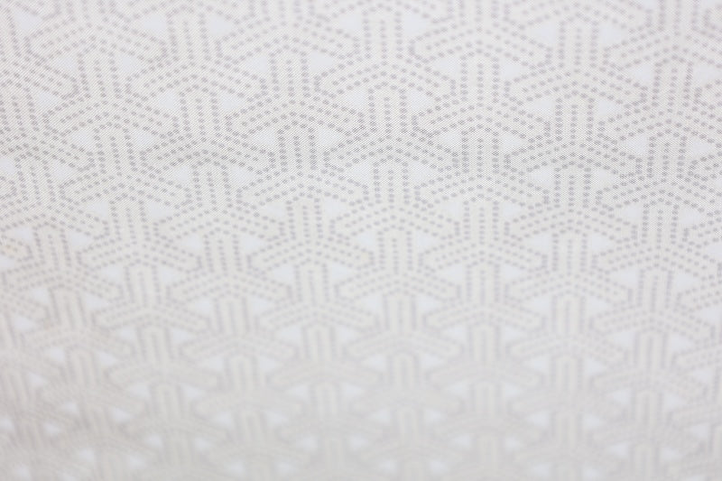 Authentic Oshima Tsumugi silk fabric, brand new, white and gray, with a water plantain pattern, post-dyed, R296