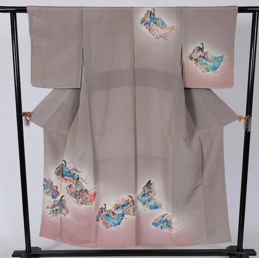 New Unused Japanese kimono <houmongi> Msize  silk 100% /T516