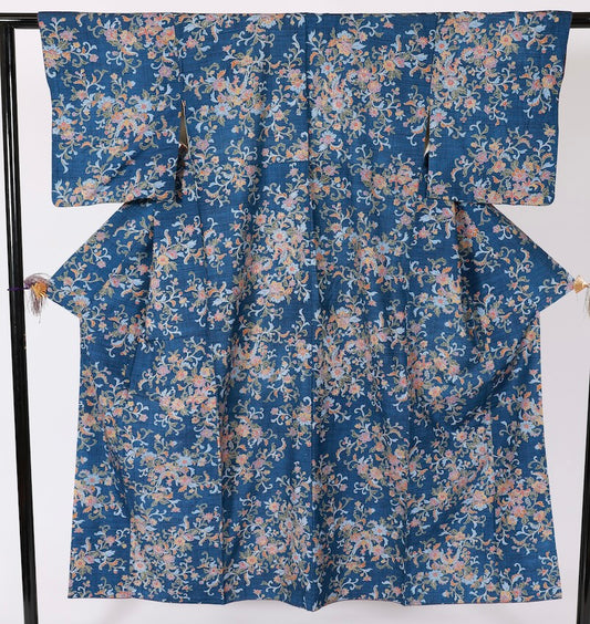 Japanese kimono used <Tsumugi> Msize  silk 100% /T601