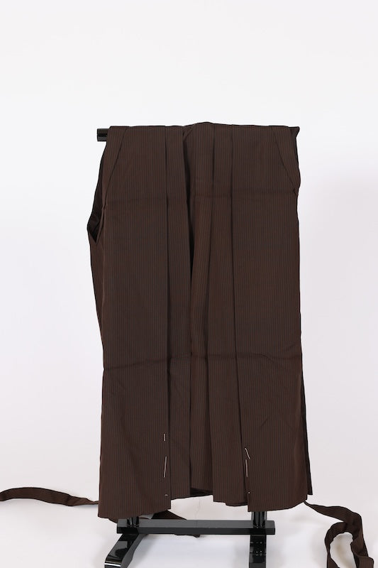 Men's Hakama (traditional Japanese trousers), brown and black striped, for horse riding, B1532