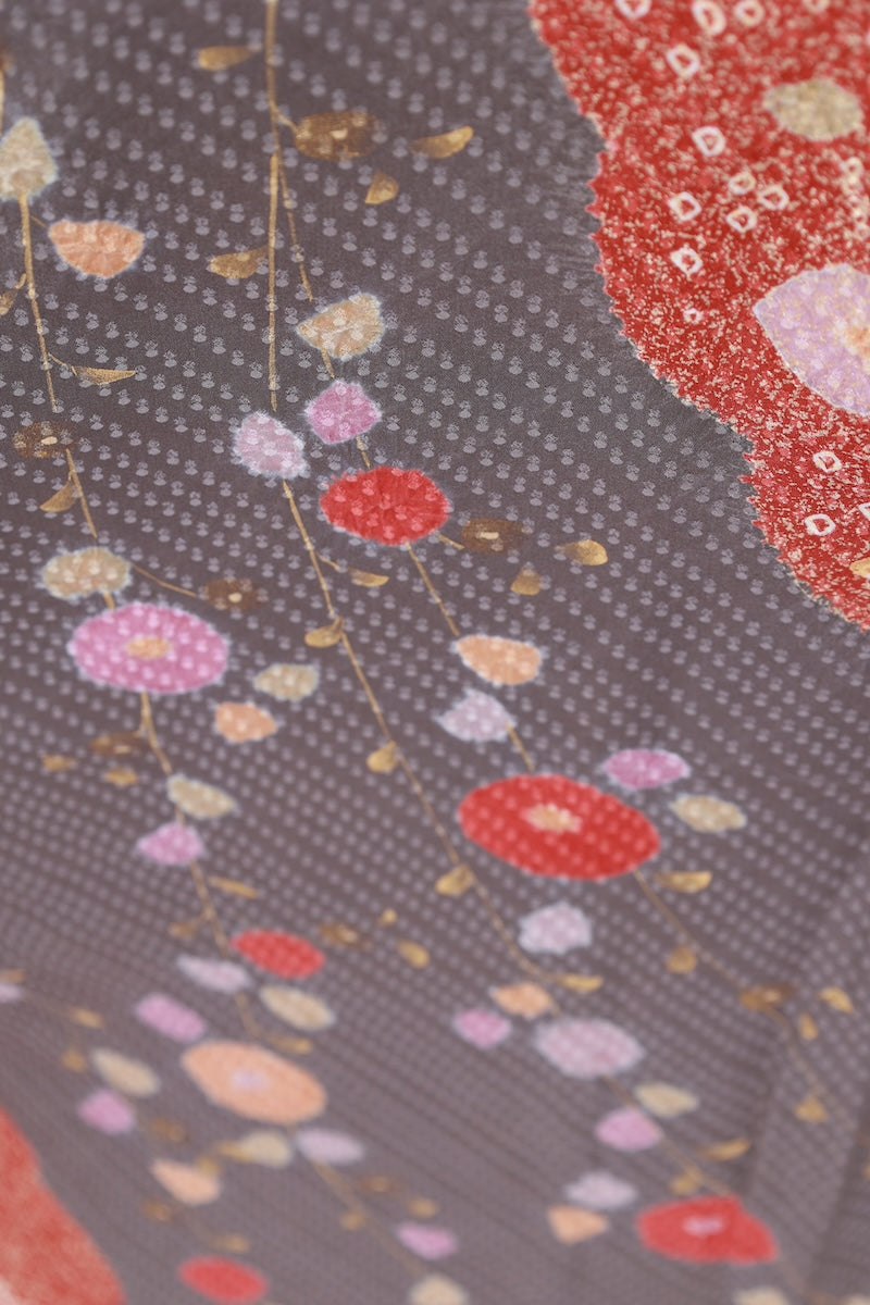 Japanese kimono used <houmongi> Lsize  silk 100% /T515