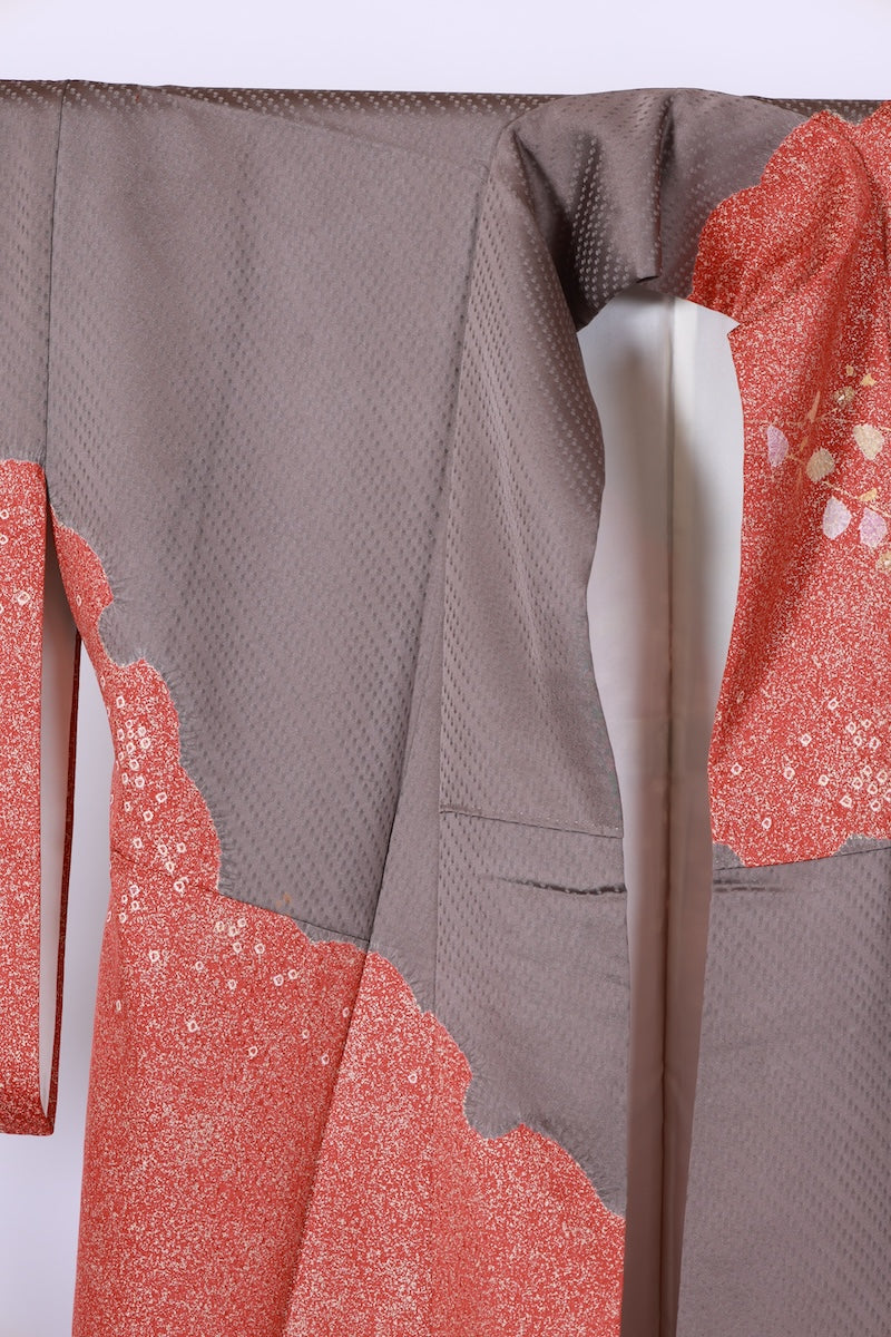 Japanese kimono used <houmongi> Lsize  silk 100% /T515
