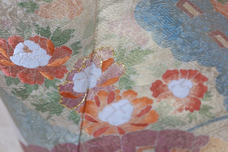 Japanese kimono used <houmongi> Msize  silk 100% /T511