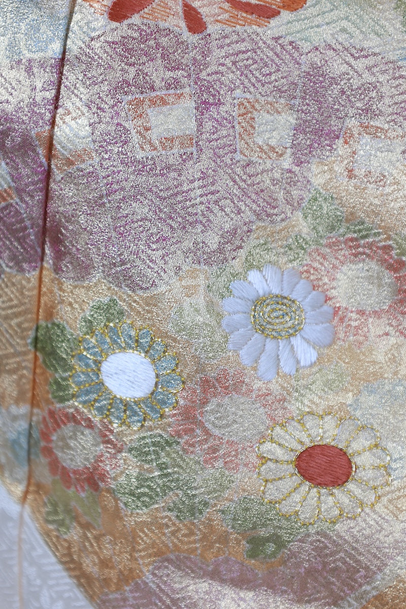Japanese kimono used <houmongi> Msize  silk 100% /T511