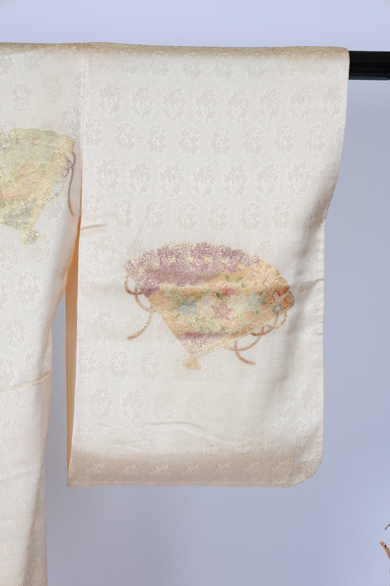 Japanese kimono used <houmongi> Msize  silk 100% /T511