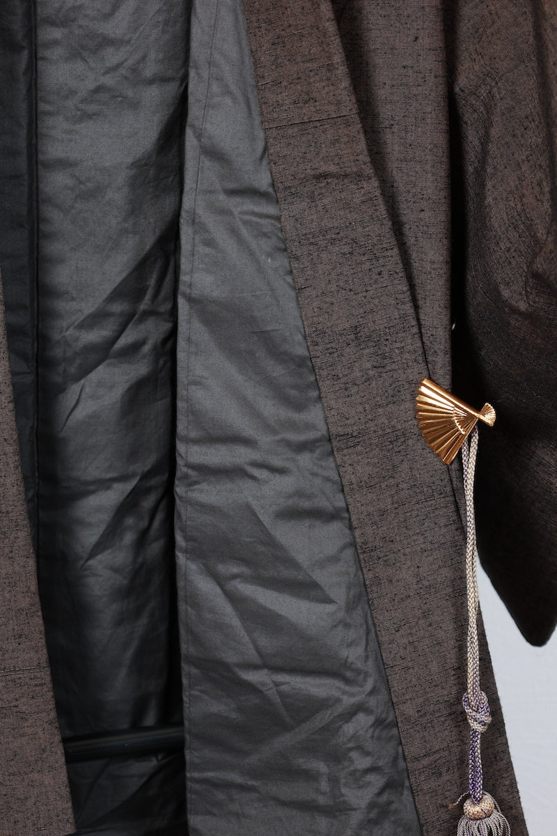 Japanese Men's kimono,haori 2piece set used  M-size  silk 100% /B1030