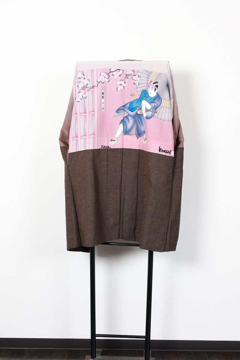 Japanese Men's kimono,haori 2piece set used  M-size  silk 100% /B1030