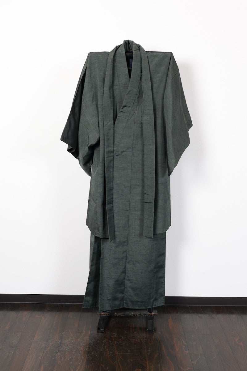 Japanese Men's kimono,haori 2piece set used  L-size  silk 100% /B1029