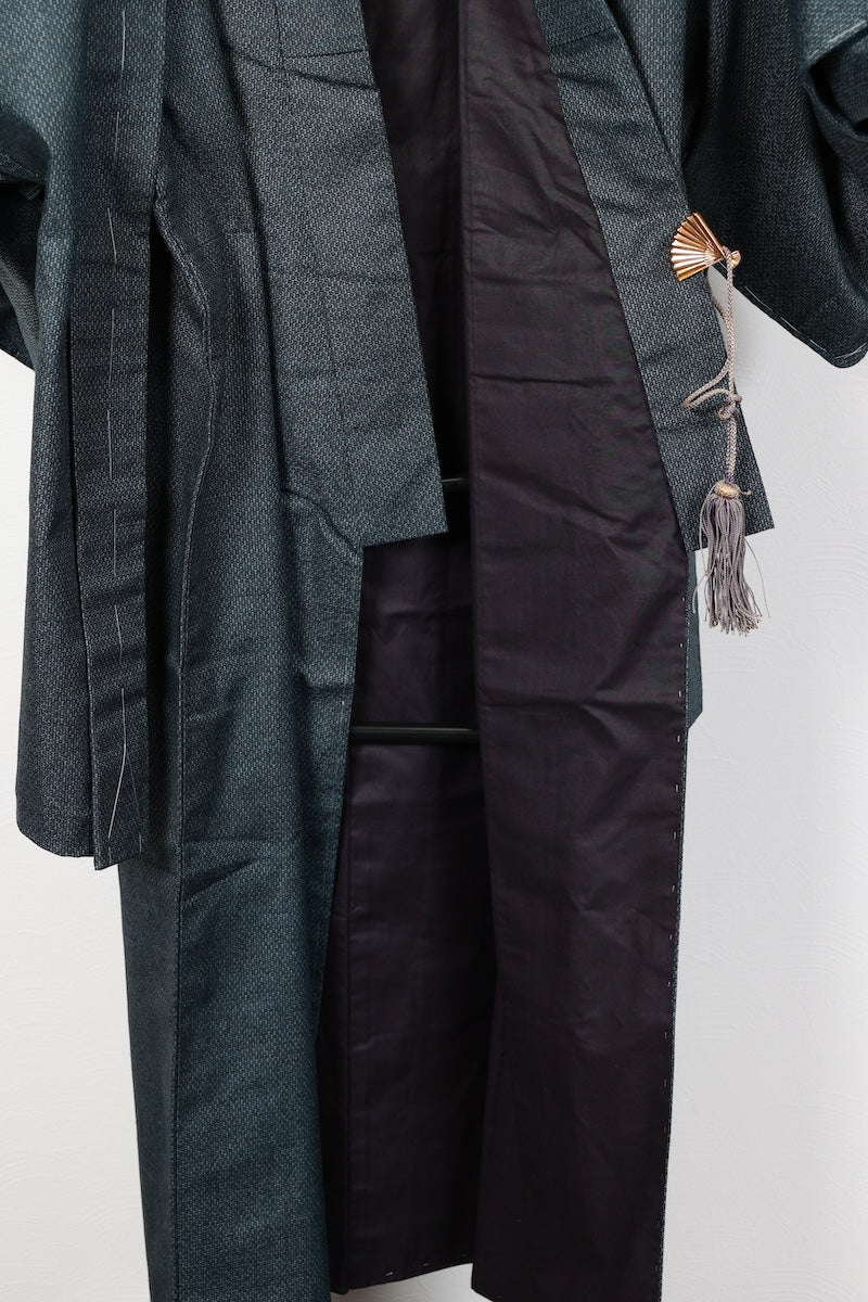 Japanese Men's kimono,haori 2piece set Unused New M-size  silk 100% /B1038