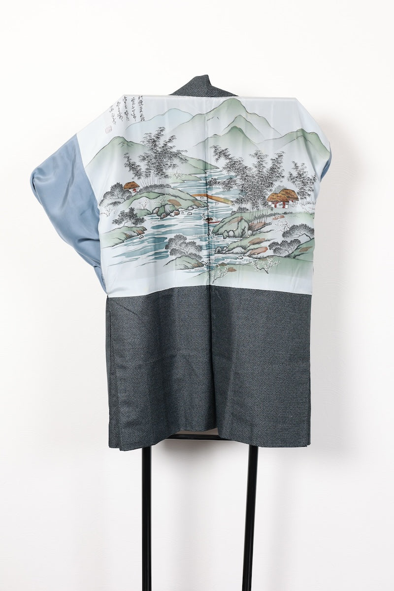 Japanese Men's kimono,haori 2piece set Unused New M-size  silk 100% /B1038