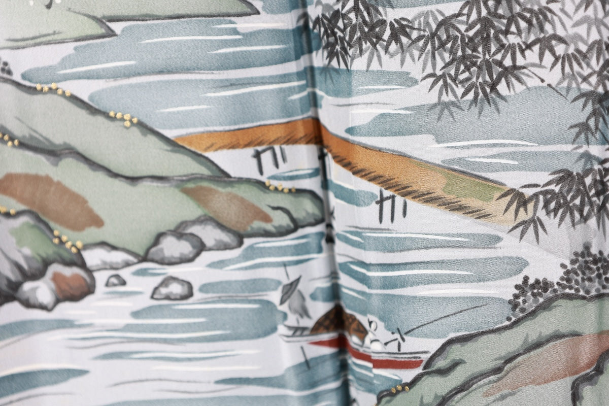 Japanese Men's kimono,haori 2piece set Unused New M-size  silk 100% /B1038