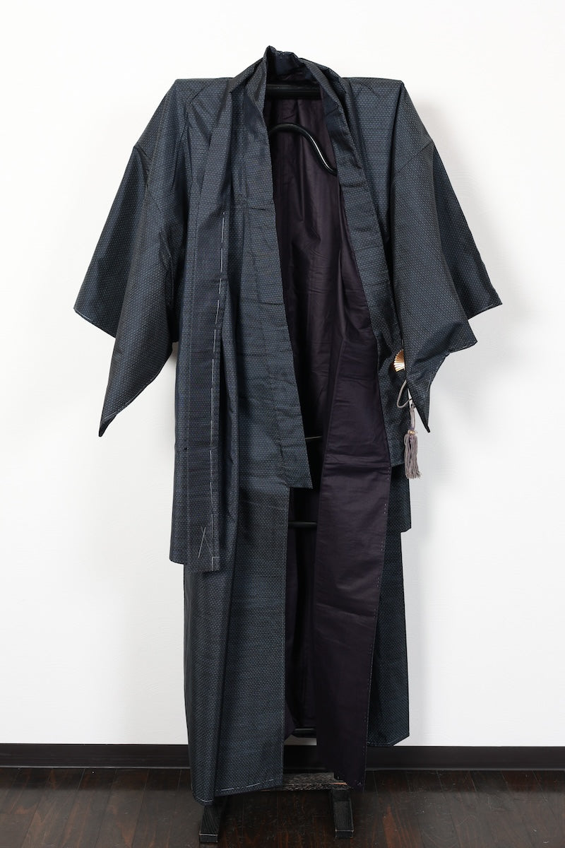Japanese Men's kimono,haori 2piece set Unused New L-size  silk 100% /B1037