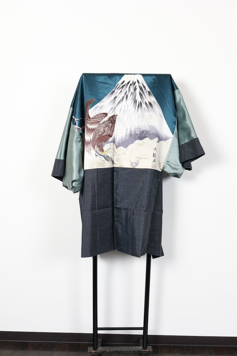 Japanese Men's kimono,haori 2piece set Unused New L-size  silk 100% /B1037