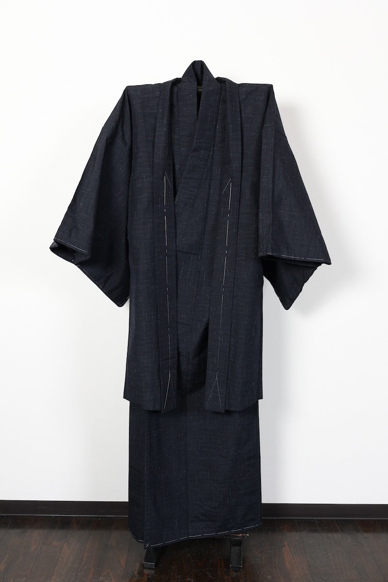 Japanese Men's kimono,haori 2piece set Unused New L-size  silk 100% /B1035