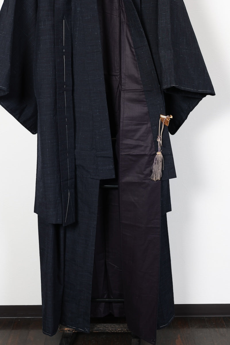 Japanese Men's kimono,haori 2piece set Unused New L-size  silk 100% /B1035