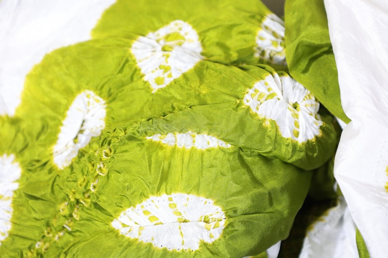 Yukata obi (used sash) - Green and white, tie-dyed Zz4