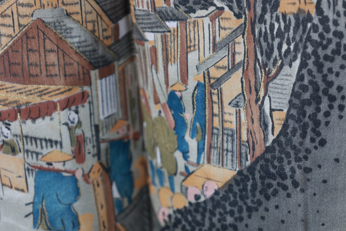 Japanese Men's kimono,haori 2piece set Unused New L-size  silk 100% /B1035