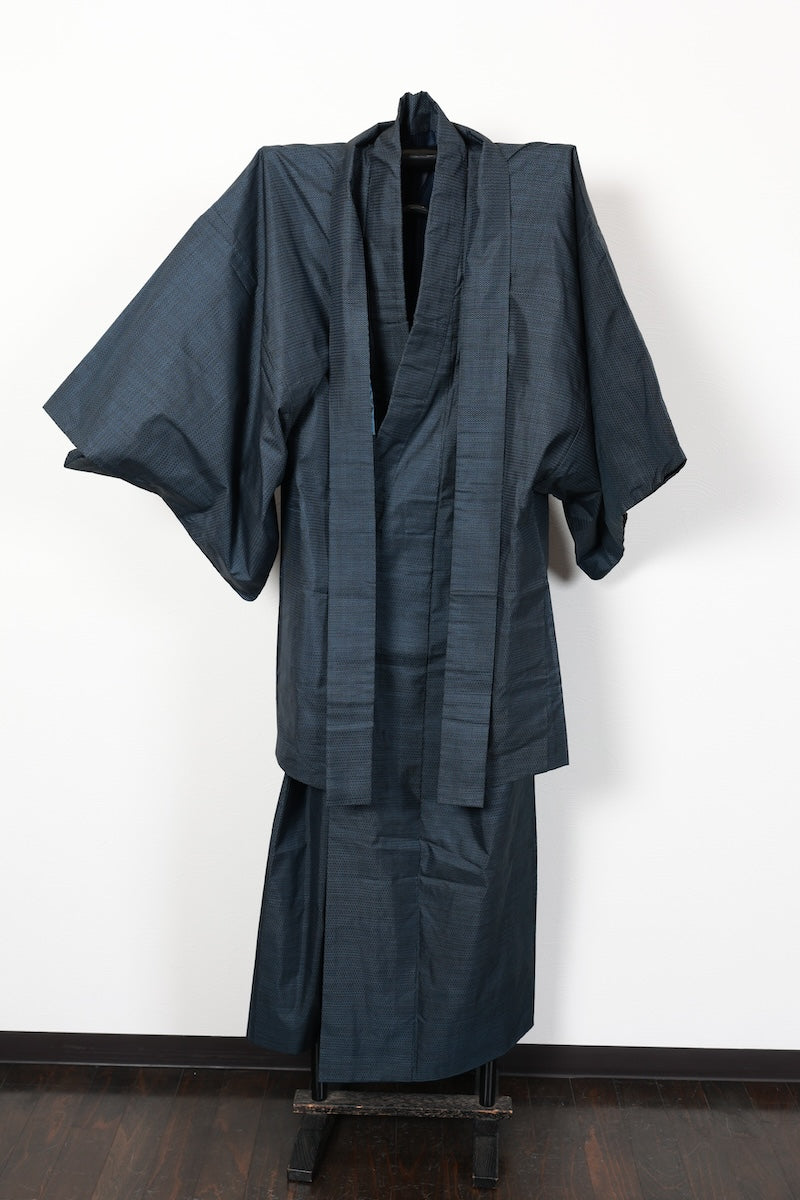 Japanese Men's kimono,haori 2piece set used  M-size  silk 100% /B1034