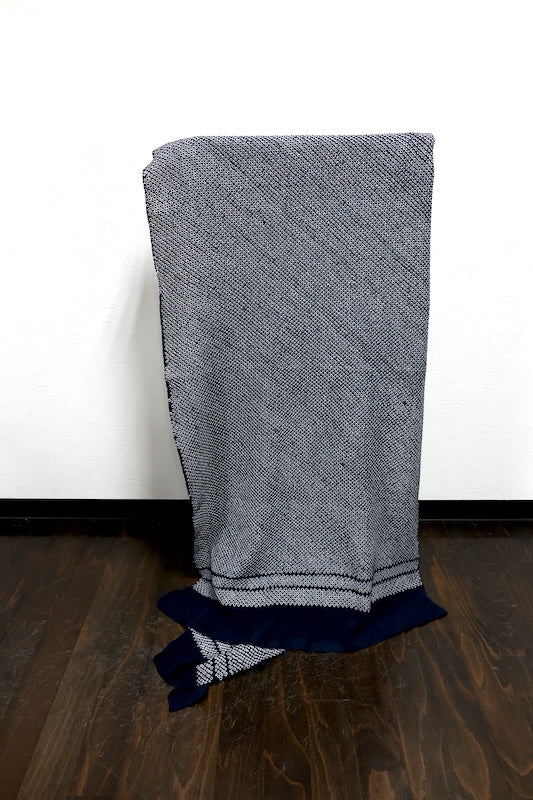 Yukata obi (used sash) - Indigo and white, Kanoko Shibori (tie-dye pattern) Zz5