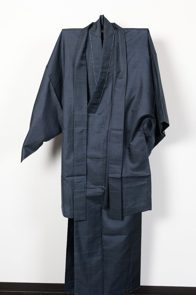 Japanese Men's kimono,haori 2piece set Unused New L-size  silk 100% /B1033