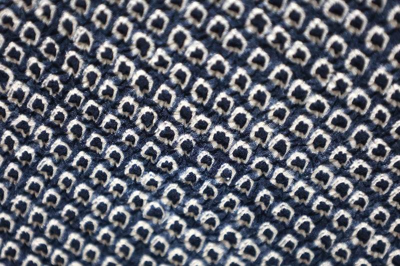 Yukata obi (used sash) - Indigo and white, Kanoko Shibori (tie-dye pattern) Zz5
