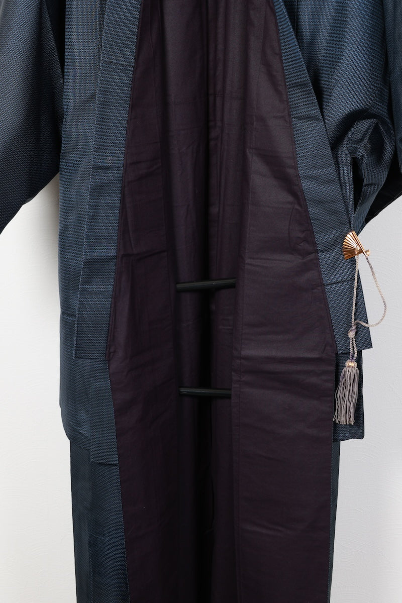 Japanese Men's kimono,haori 2piece set Unused New L-size  silk 100% /B1033