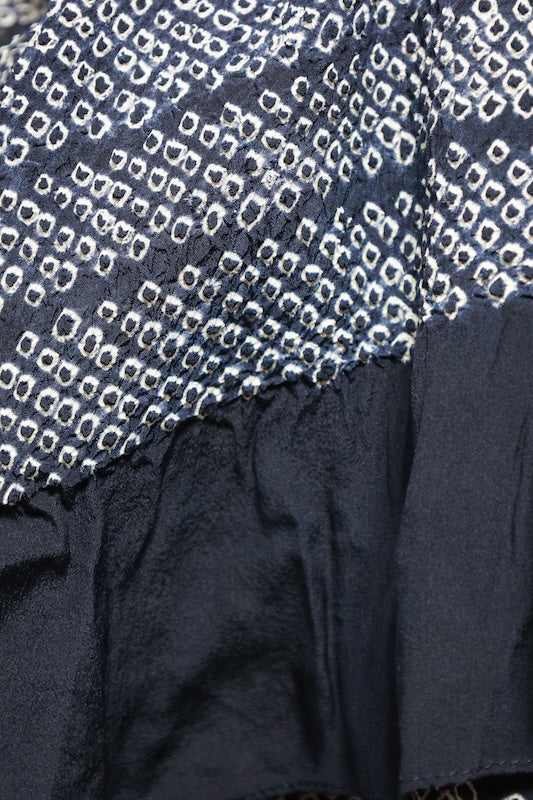 Yukata obi (used sash) - Indigo and white, Kanoko Shibori (tie-dye pattern) Zz5