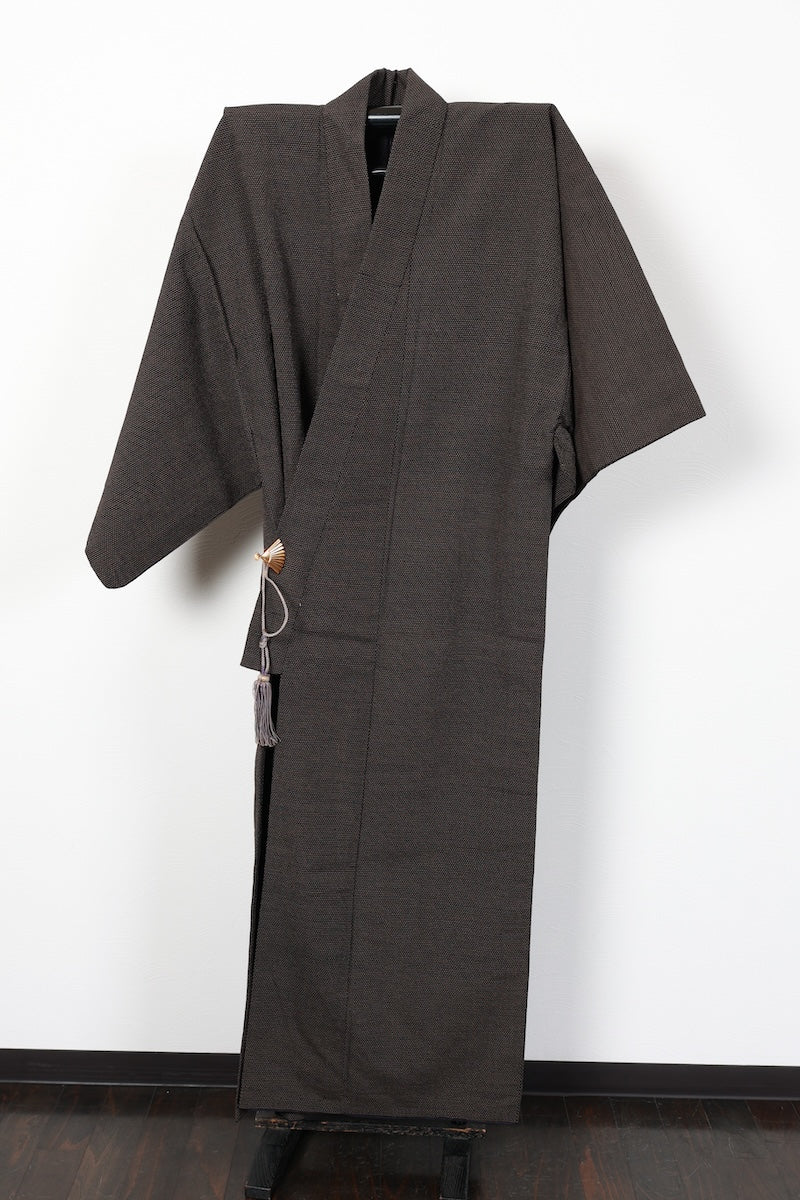 Japanese Men's kimono used L-size  silk 100% /B1032