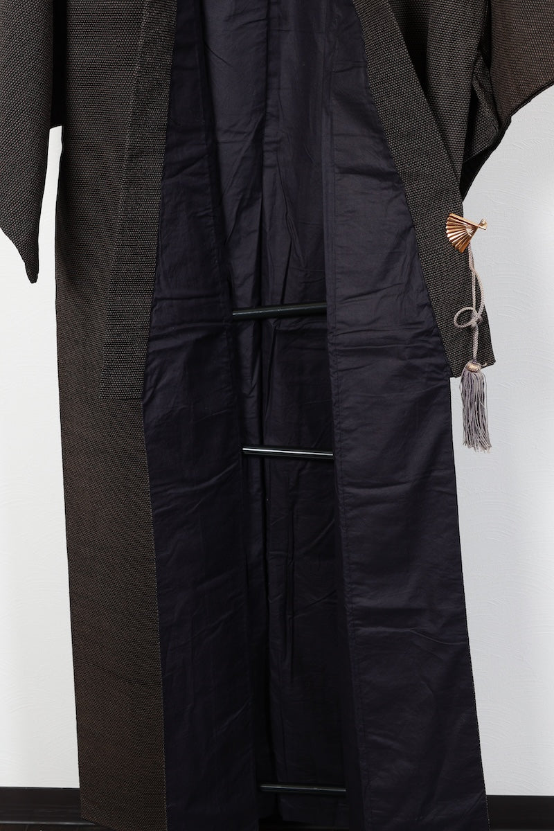 Japanese Men's kimono used L-size  silk 100% /B1032