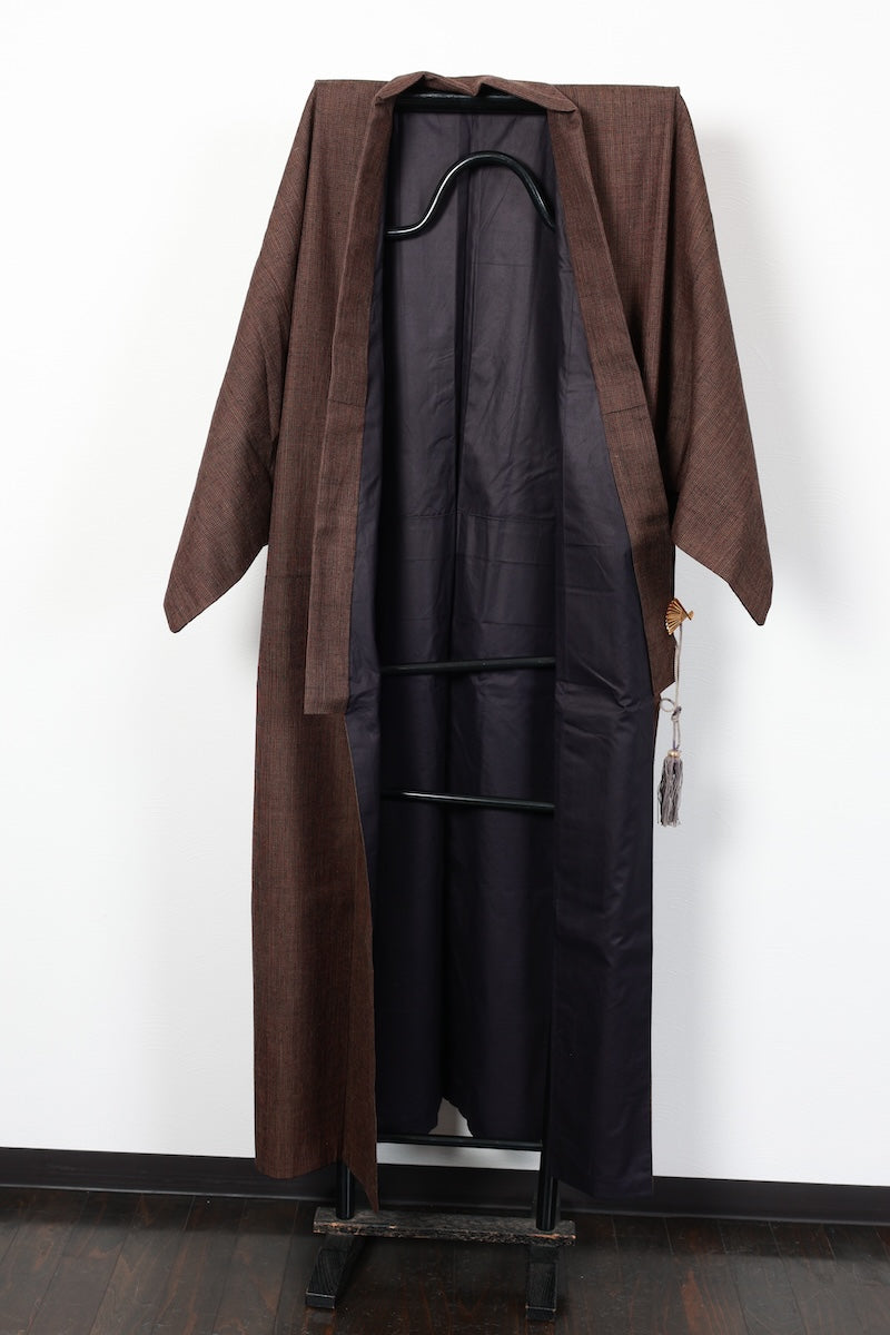 Japanese Men's kimono used  M-size  silk 100% /B1031