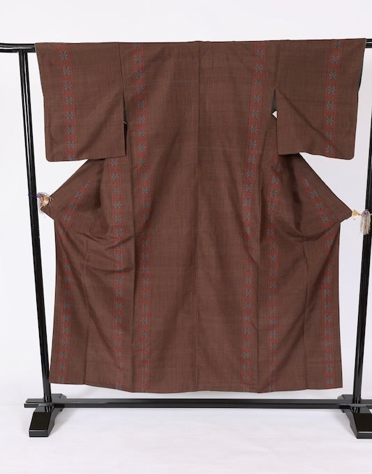 Japanese kimono used <tsumugi> Msize  silk 100% /T599