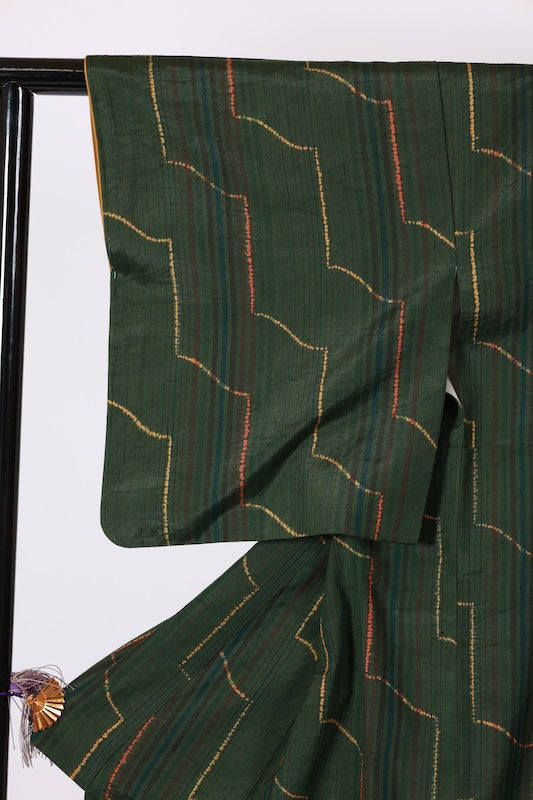 Japanese kimono used <Tsumugi> Msize  silk 100% /T597