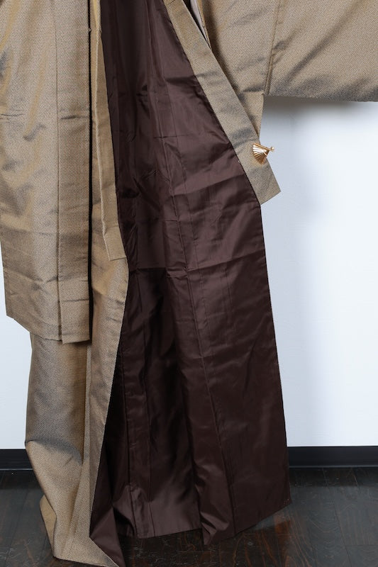 Japanese Men's kimono,haori 2piece set used  M-size  silk 100% /B1023