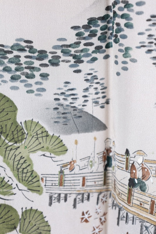 Japanese Men's kimono,haori 2piece set used  M-size  silk 100% /B1023