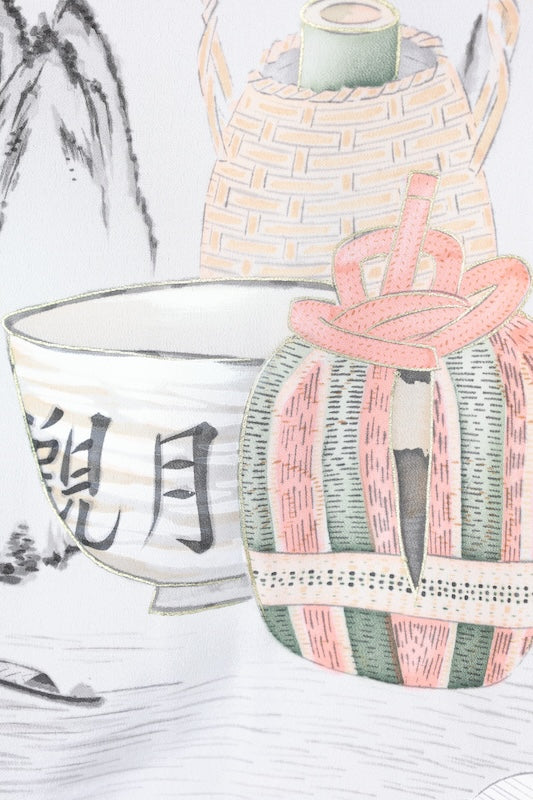 Japanese Men's kimono,haori 2piece set used  L-size  silk 100% /B1022