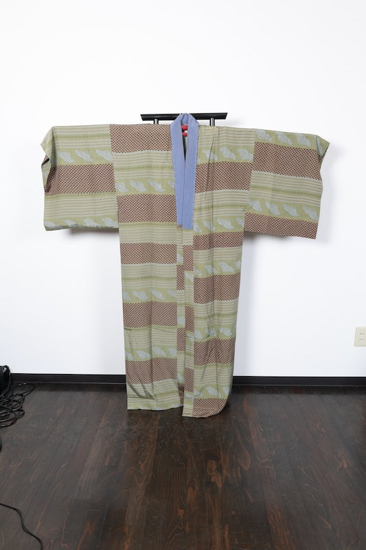 Japanese Men's Nagazyuban(under wear) used  LL-size  silk 100% /B1021